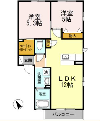 北九州市小倉北区今町のアパートの間取り