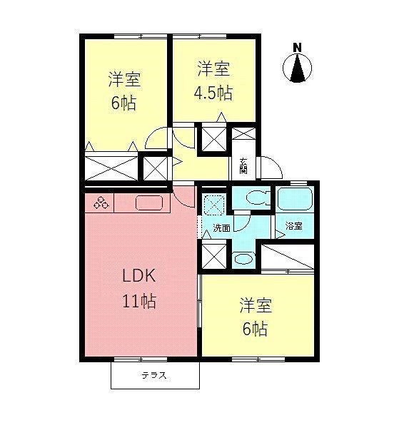 【海老名市中河内のアパートの間取り】