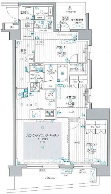 茅ヶ崎市十間坂のマンションの間取り