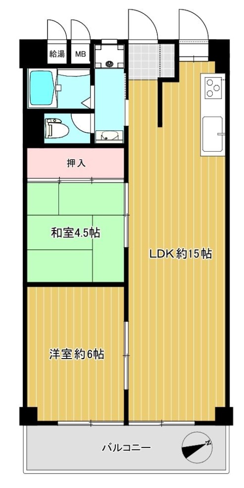 大阪市平野区平野馬場のマンションの間取り