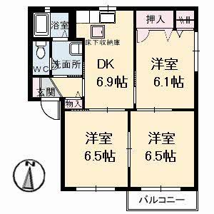 メゾンド　フルール　Ａ棟の間取り