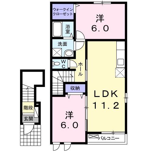 宇部市大字川上のアパートの間取り