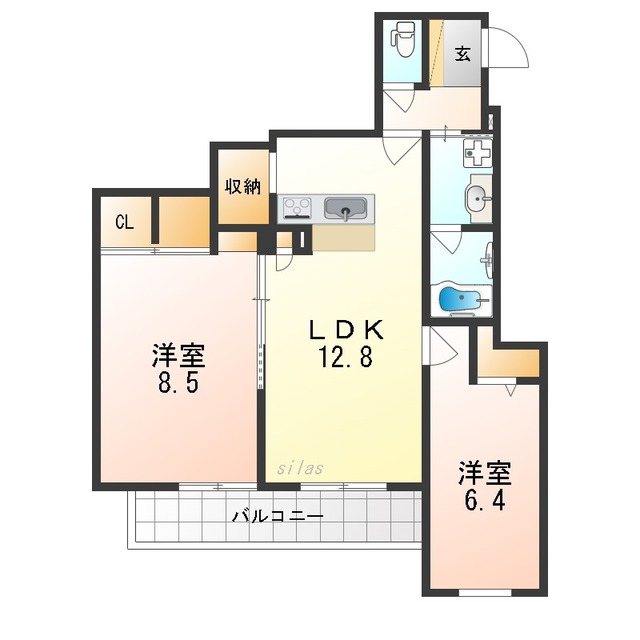 【西宮市若草町のマンションの間取り】