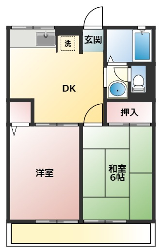 善通寺市櫛梨町のアパートの間取り