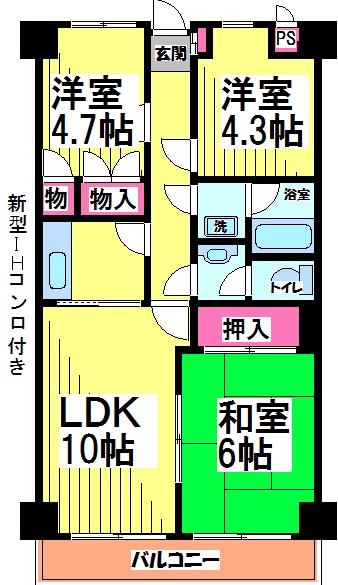 調布市国領町のマンションの間取り