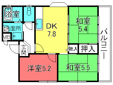 守山市伊勢町のマンションの間取り