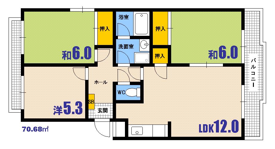 広島市西区古江新町のマンションの間取り