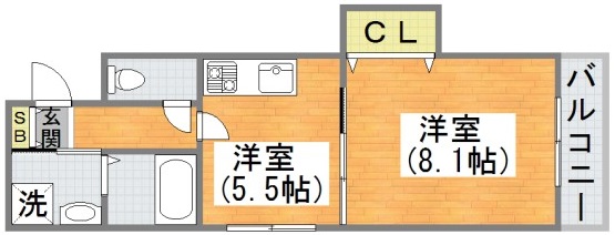 大阪市平野区平野元町のマンションの間取り