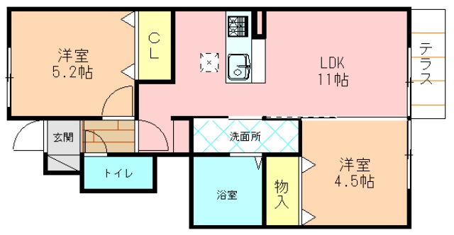 【北葛城郡河合町池部のアパートの間取り】