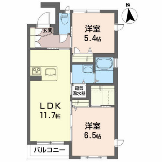 郡山市富田東のアパートの間取り