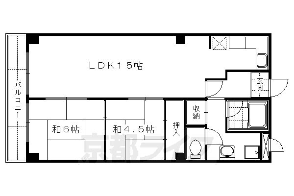 京都市伏見区深草西浦町４丁目のマンションの間取り