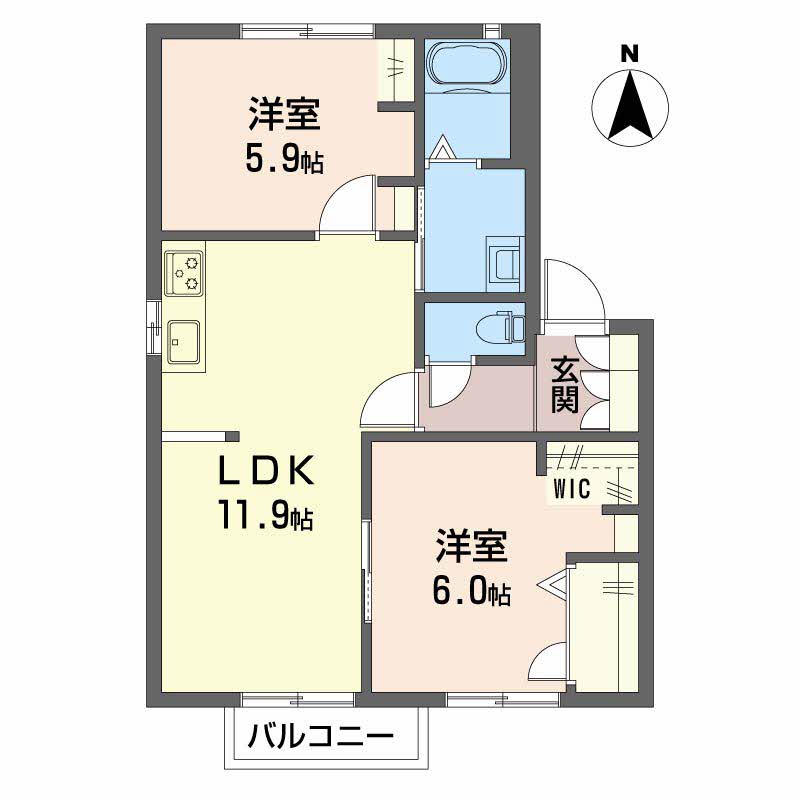 砺波市杉木のアパートの間取り