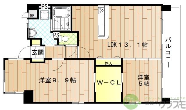 高槻市上牧北駅前町のマンションの間取り