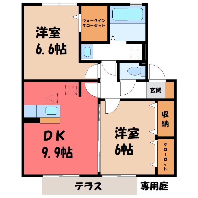 【熊谷市久下のアパートの間取り】