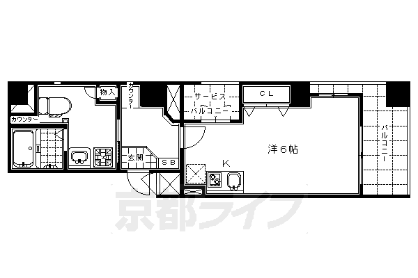 京都市東山区宮川筋１丁目のマンションの間取り