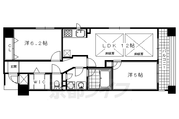 京都市中京区高田町のマンションの間取り