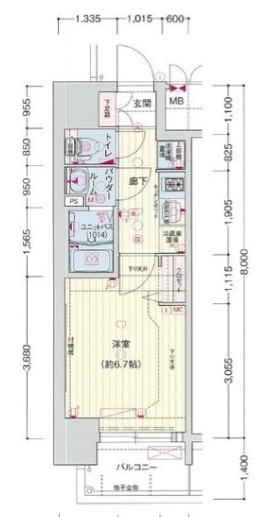 大阪市天王寺区筆ケ崎町のマンションの間取り