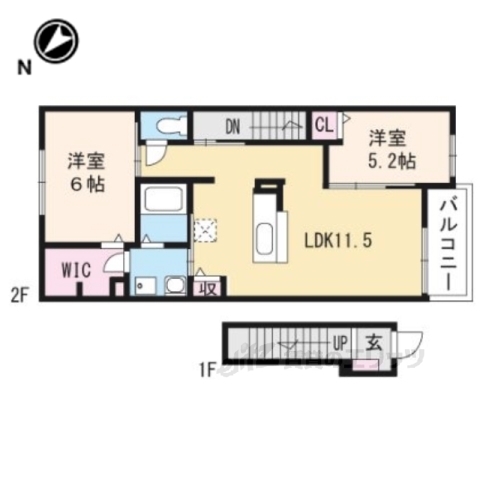 【東近江市中小路町のアパートの間取り】