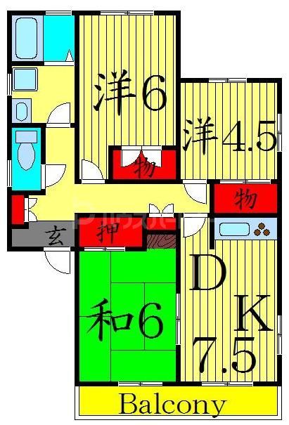 足立区綾瀬のアパートの間取り