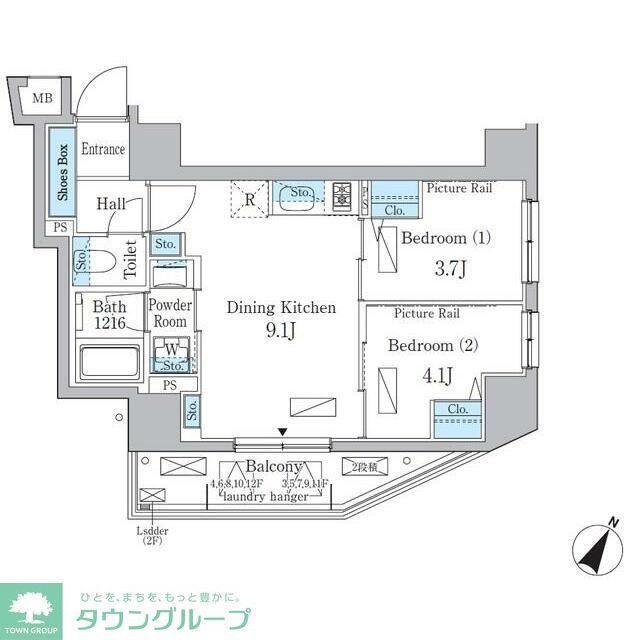 中央区日本橋久松町のマンションの間取り