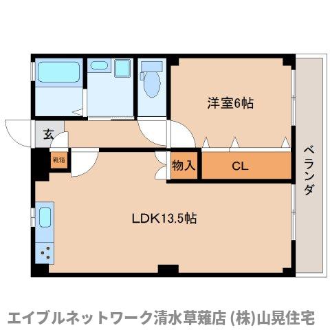 静岡市清水区草薙のマンションの間取り