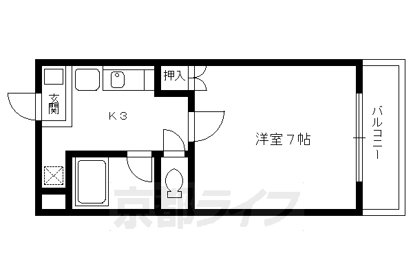 京都市左京区上高野植ノ町のマンションの間取り