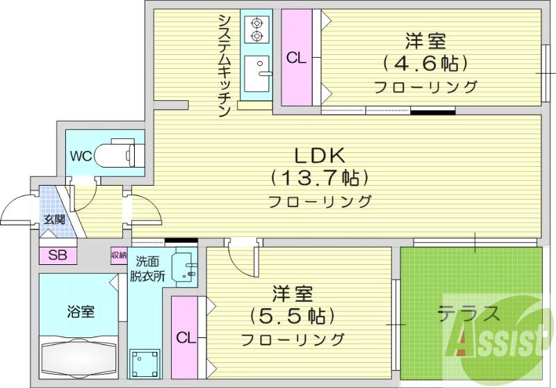 地下鉄南北線 麻生駅 徒歩6分 4階建 築3年の間取り写真