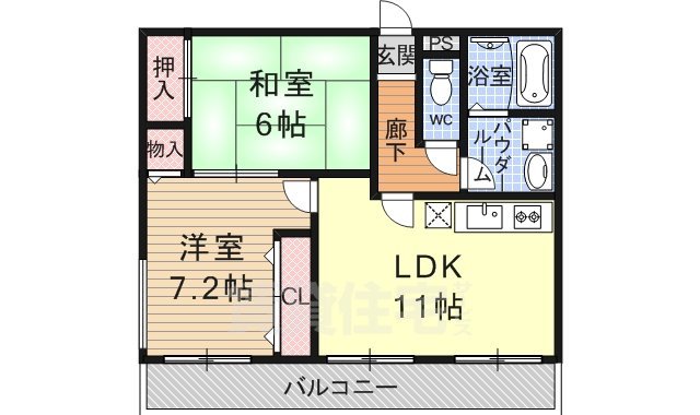 ＪＲ湖西線 大津京駅 徒歩7分 5階建 築29年の間取り写真