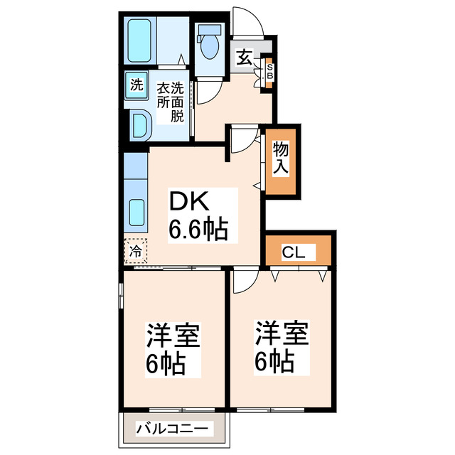 菊池郡菊陽町花立のアパートの間取り