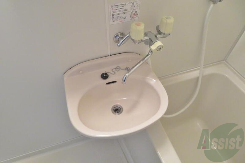 洗面設備　洗面はかわいいボウル型。思ったよりは使いやすい。