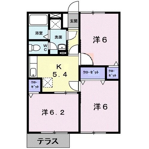 【大牟田市大字橘のアパートの間取り】