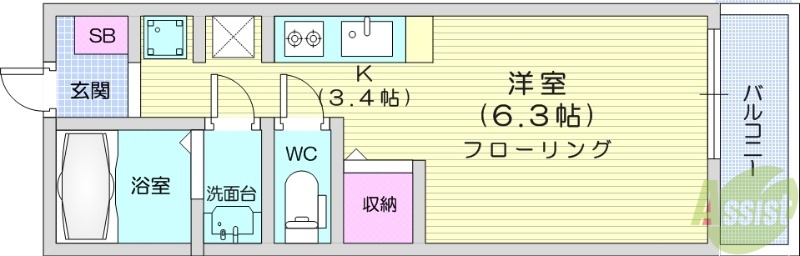 仙台市太白区越路のアパートの間取り