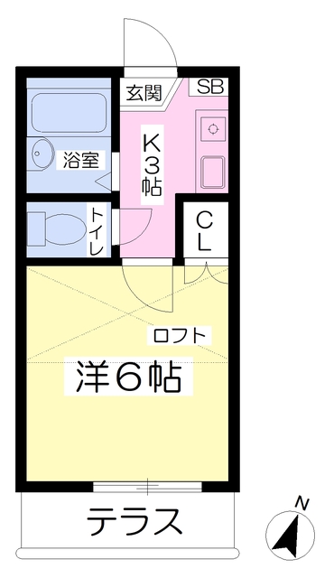 松山市紅葉町のアパートの間取り