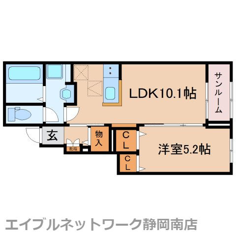 静岡市駿河区高松のアパートの間取り