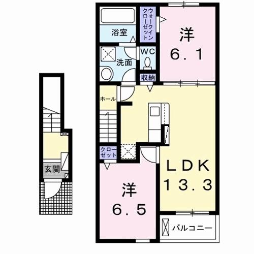 北九州市小倉南区石田南のアパートの間取り