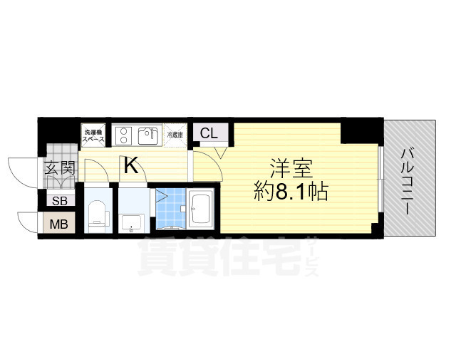 プレサンス谷町九丁目駅前の間取り