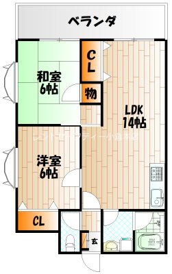 北九州市小倉北区足立のアパートの間取り