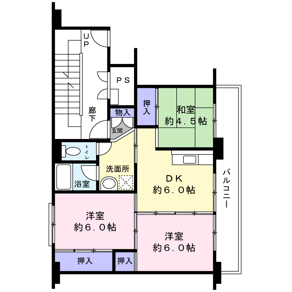 ビレッジハウス藤沢1号棟の間取り