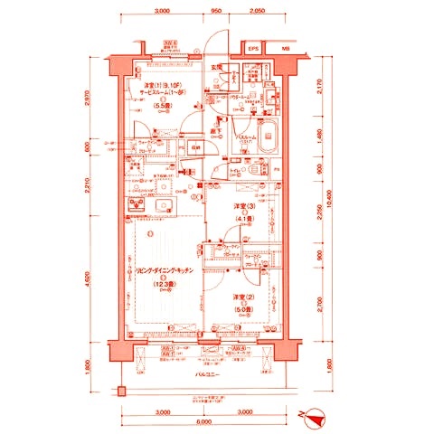 茅ヶ崎市十間坂のマンションの間取り