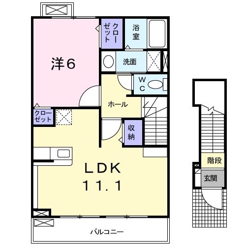 宇部市則貞のアパートの間取り