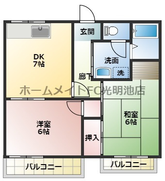 【堺市南区高尾のアパートの間取り】