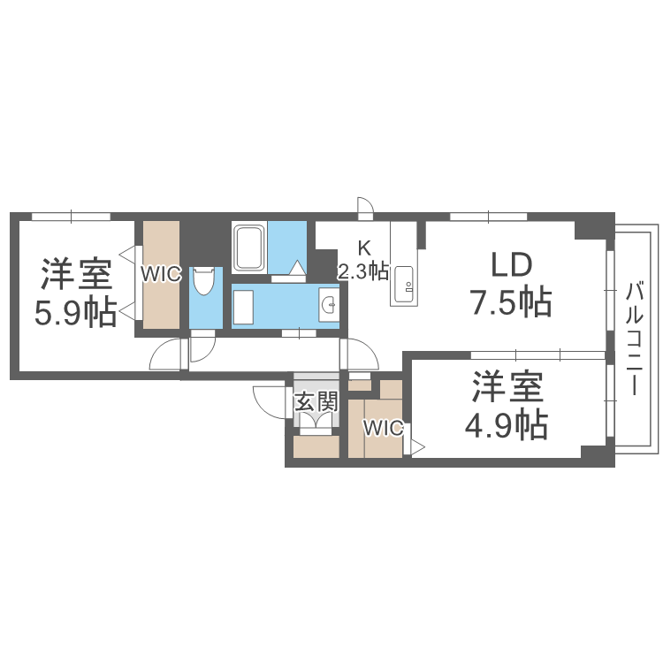 札幌市中央区南八条西のマンションの間取り