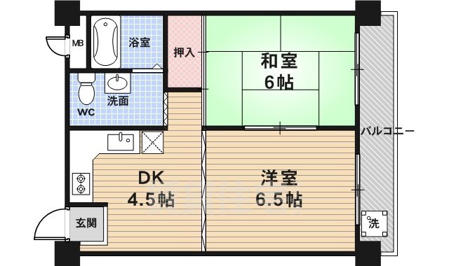 京都市右京区西院下花田町のマンションの間取り