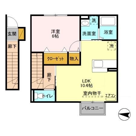 土浦市沖宿町のアパートの間取り