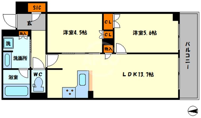 大阪市西区靱本町のマンションの間取り