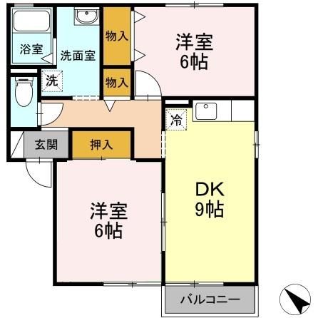 四日市市大字茂福のアパートの間取り