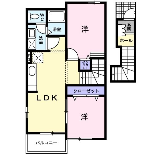 大川市大字本木室のアパートの間取り