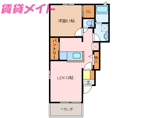 伊勢市田尻町のアパートの間取り