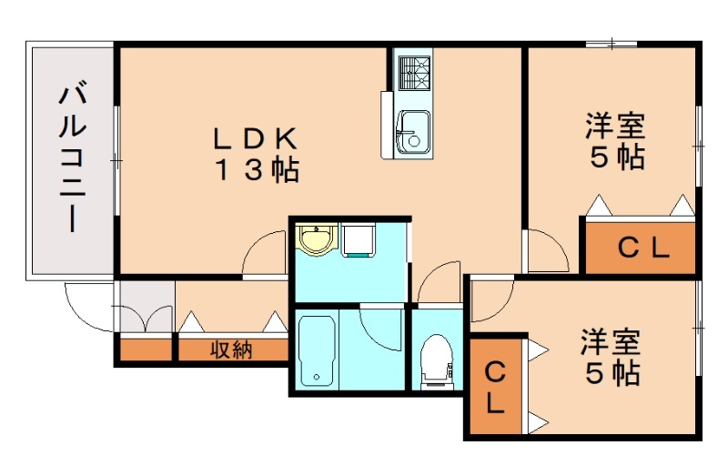 【福岡市東区和白のアパートの間取り】