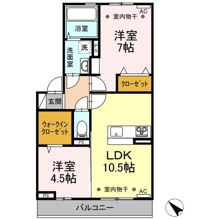 【新潟市東区松園のアパートの間取り】